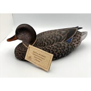 Signed Jules A Bouillet 15” Black Duck Decoy Limited Edition Hand Painted
